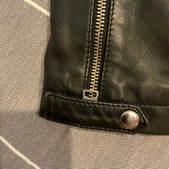 ALL SAINTS Leather Catch Biker Jacket Size 0 - Picture 7 of 10